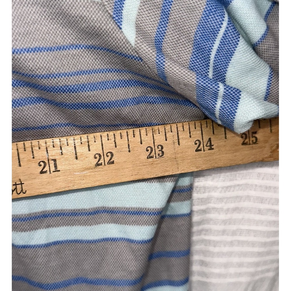 Travis Mathew Performance Golf‎ Polo XL Blue Gray Striped Pima Cotton Blend - Picture 3 of 7